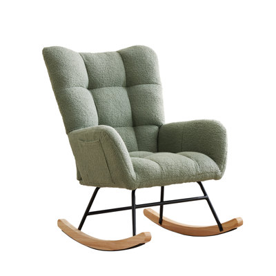 Fauteuil oscillant à haut dossier, fauteuil rembourré rembourré pour l'allaitement, salon et salon, brun