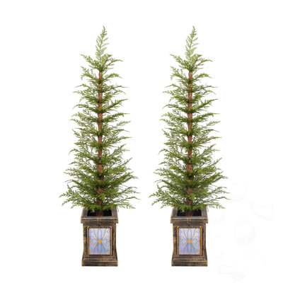 4ft Pre-Lit Artificial Christmas 2-Piece with PE material