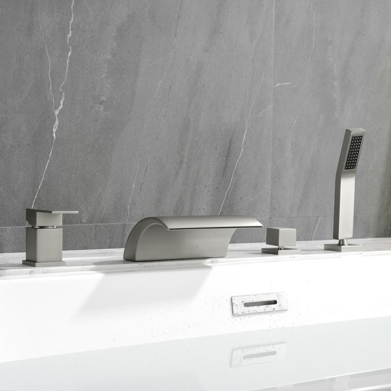 1 Handle Bathroom Waterfall Faucet with Diverter, Brushed Nickel