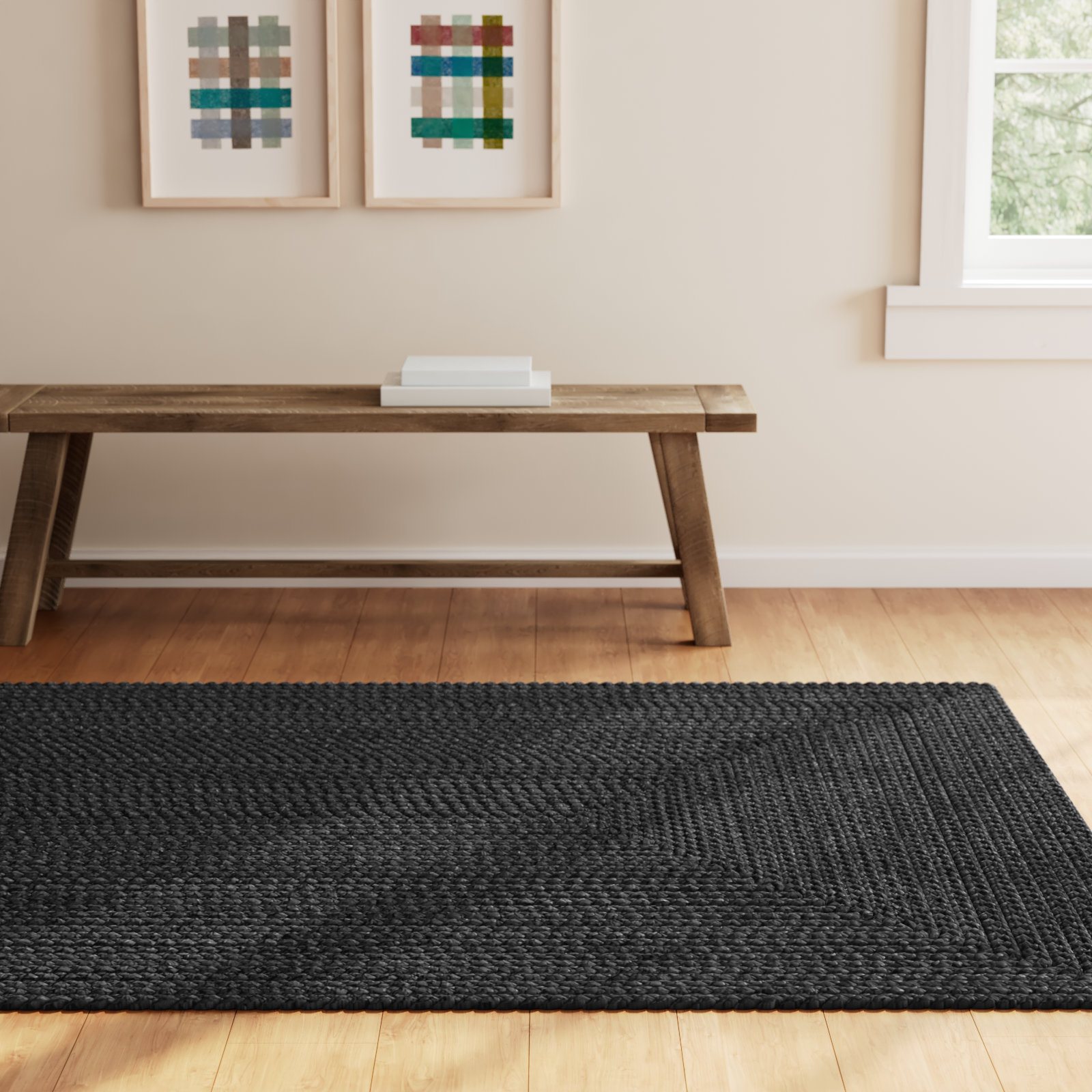Gage Charcoal Hand-Braided Jute Rug, Rectangle 5' x 8'