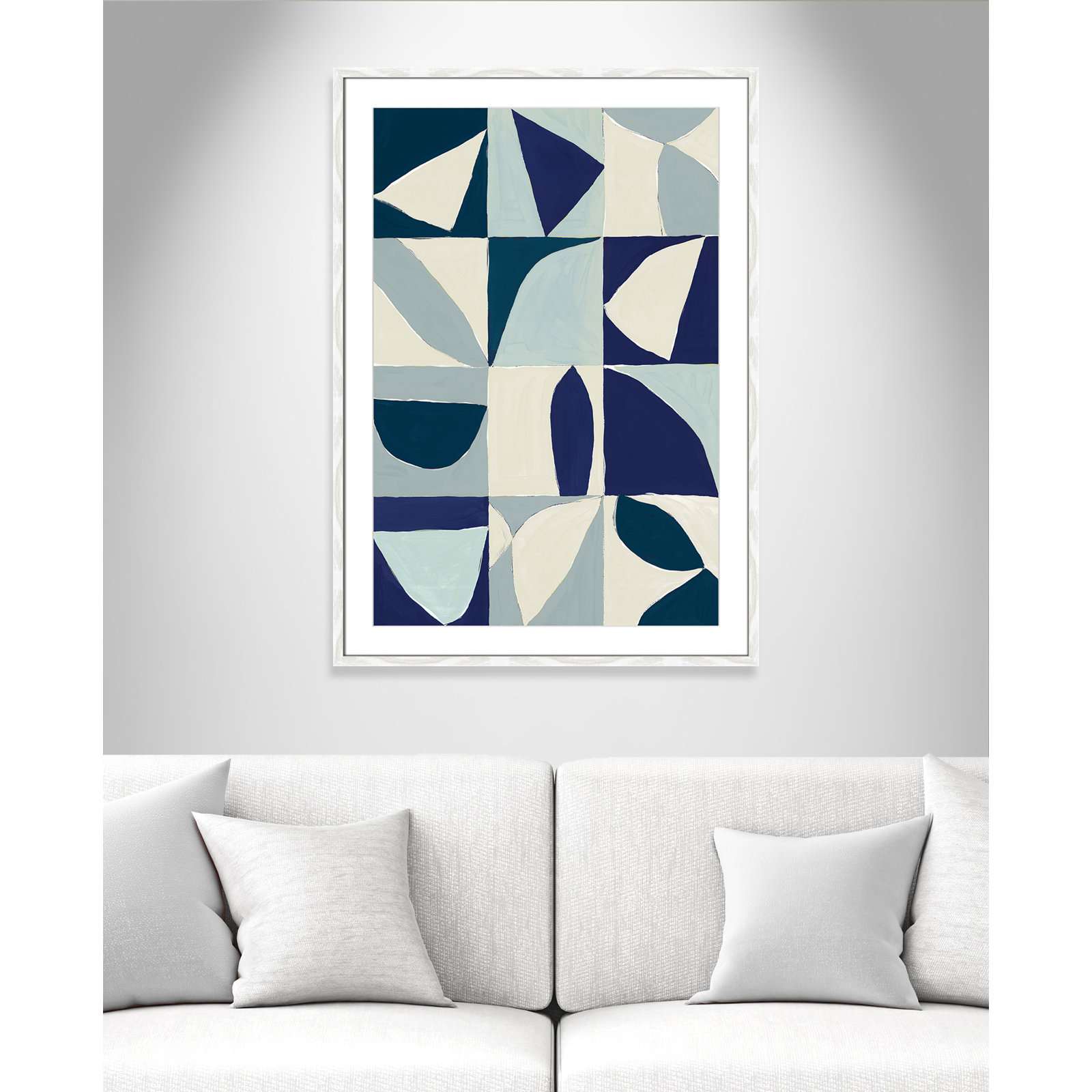 Hestia "Yellow Mayan I Blue Version" Print, 41.5" H x 29.5" W x 0.75" D, White