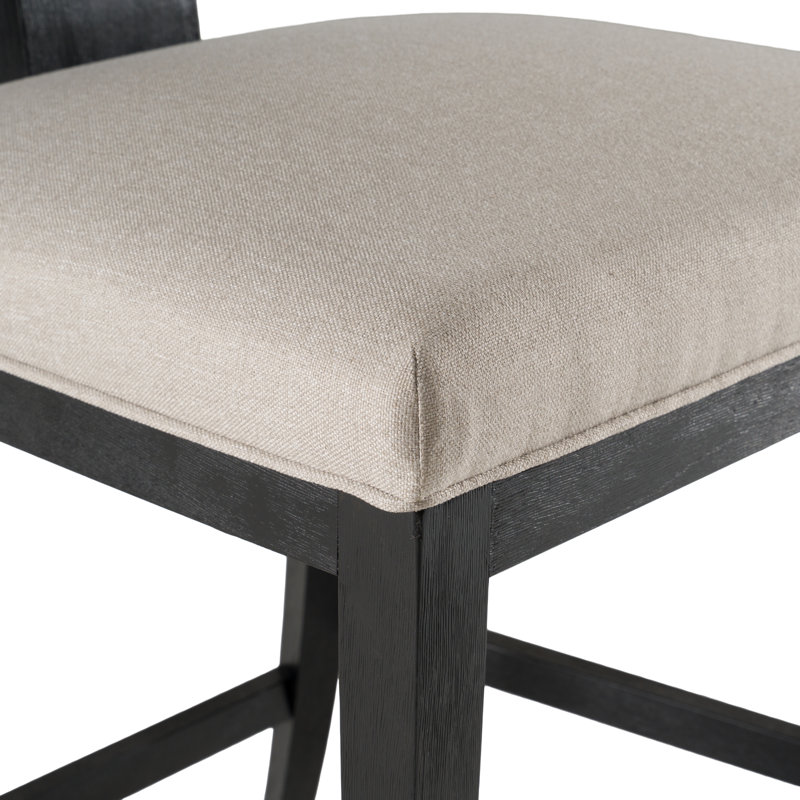 Chaise de comptoir Ysta, Noir / Beige