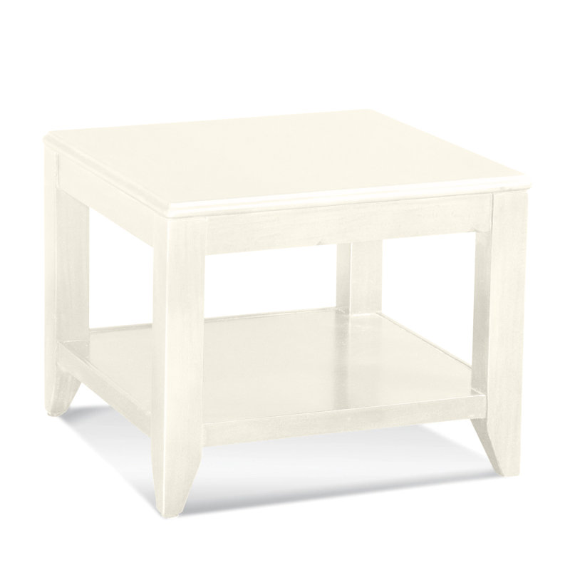 Elements Solid Wood End Table, Antique Frost White