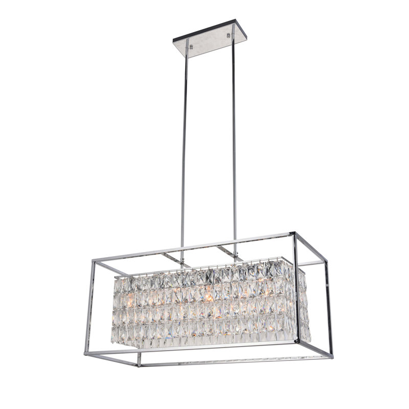 Lustre en métal chromé 12 lumières avec cristaux transparents