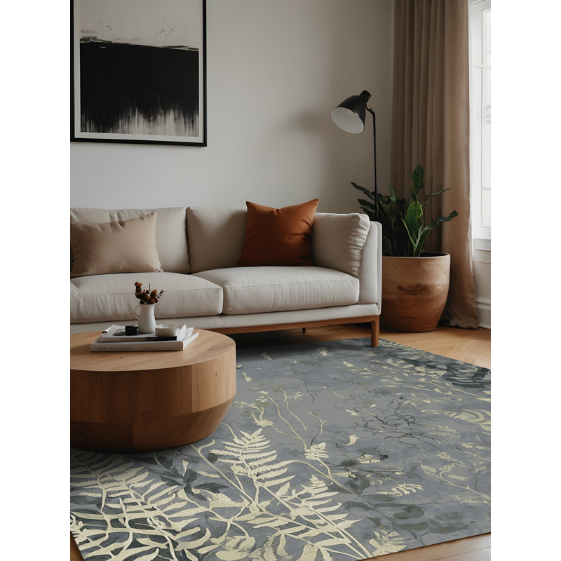 Tapis gris lavable à la machine, Carré 5 pi