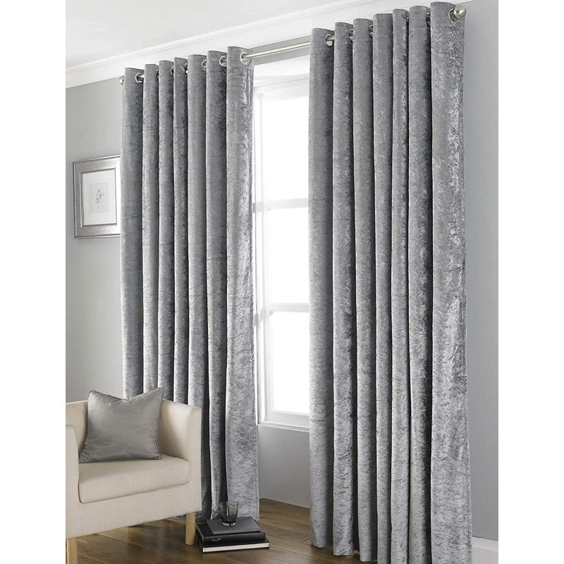 Standifer Velvet Blackout Curtain Pair, Grey, 229 x 229 cm