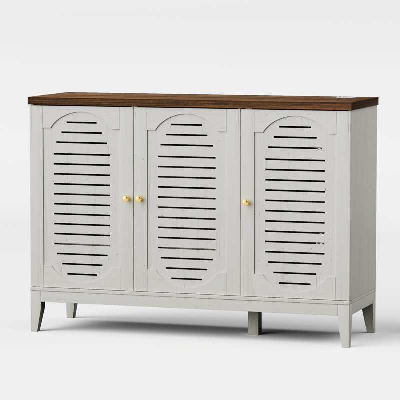 Modern Shoe Cabinet With Led Lighting And Adjustable Shelves, White
