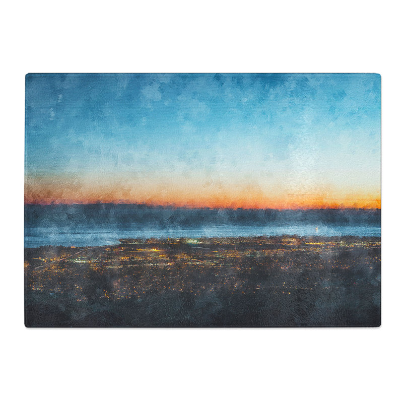 Tempered Glass Skyline of Santa Barbara Chopping Board, 20 cm x 28.5 cm