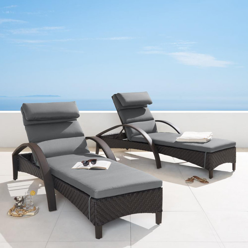 Barcelo Reclining Chaise Lounge with Cushion, Charcoal Grey Sunbrella®