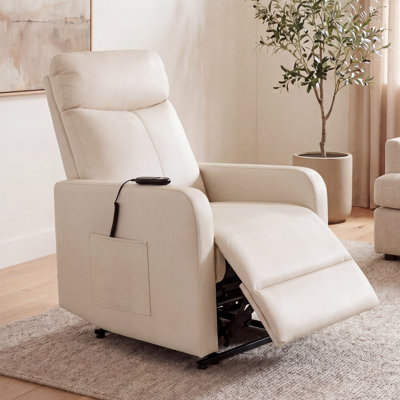 Wall Hugger Power Recliner Chair With Remote Control Leather Upholstery