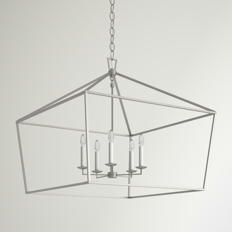 Lustre géométrique à 5 lumières Tari, Nickel brossé