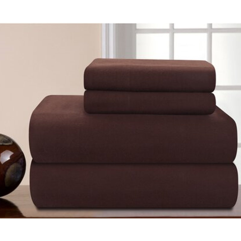 Ensemble de draps 100% flanelle 170 g / m² Pointehaven, Lit double, Sauge
