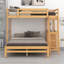 Lit simple superposé au dessus d'un lit double avec bureau et tiroirs-2138333400