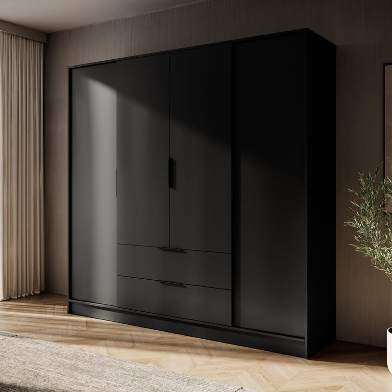 Bonface 4 Door Manufactured Wood Wardrobe, Black