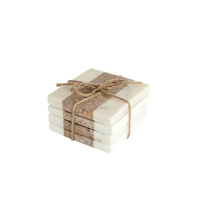 Marble Square 4 Piece Coaster Set