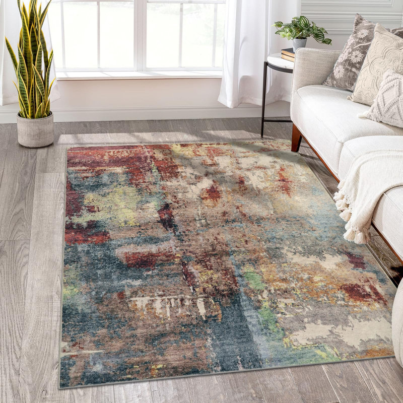 Kayo Modern Abstract Washable Area Rugs for Bedroom Soft Large Accent Carpet for Living Room Home Decor, Rectangle 5' x 7'