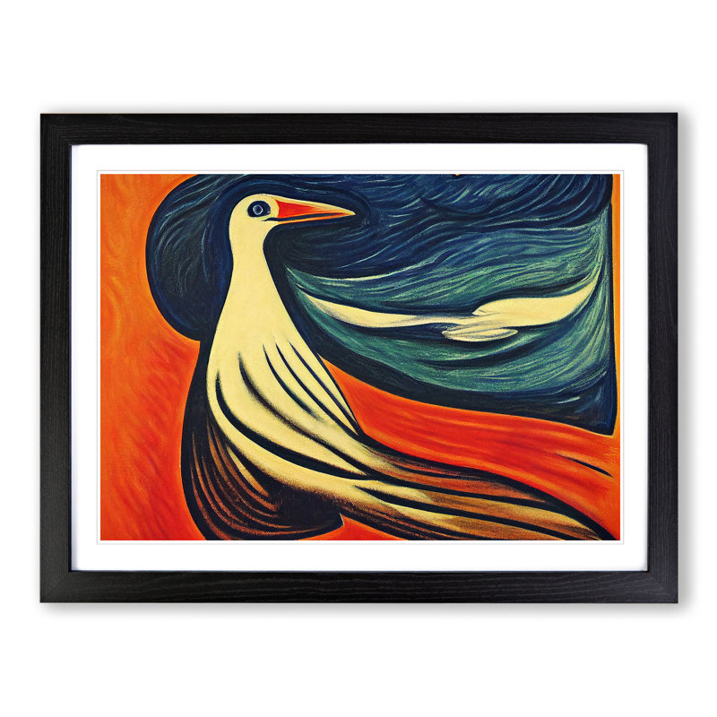 Ethereal Bird Abstract - Framed Print, Black, 46cm H x 64cm W x 2cm D
