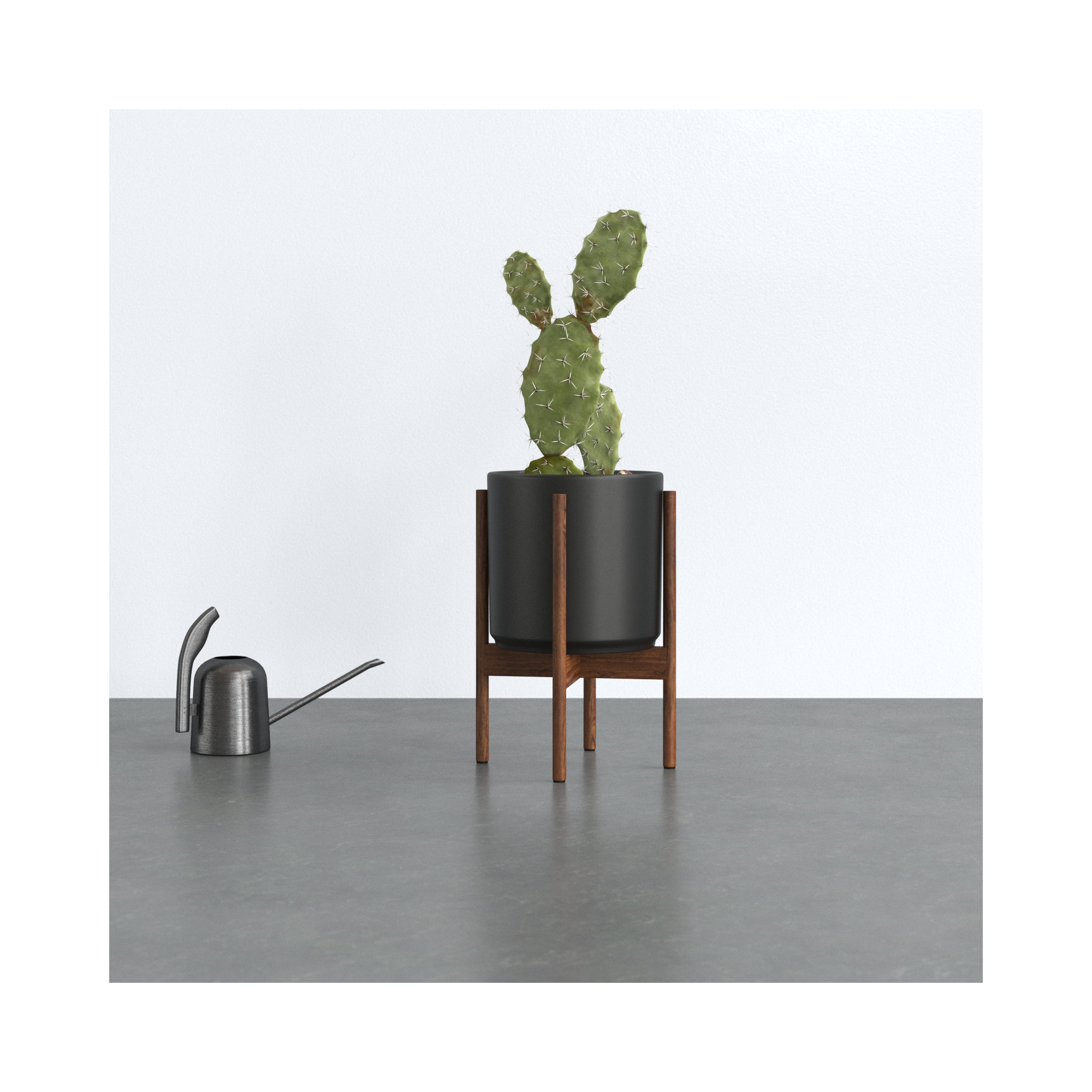 Riverside Handmade Ceramic Pot Planter, Black/Darkened Teak, 20.25" H x 17.5" W x 17.5" D