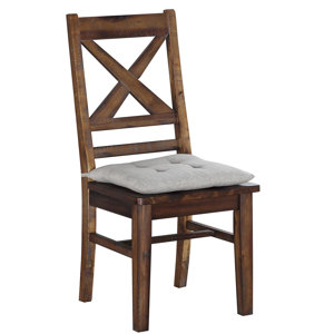 Polito Tufted Cross Back Parsons Chair in Medium Rustic