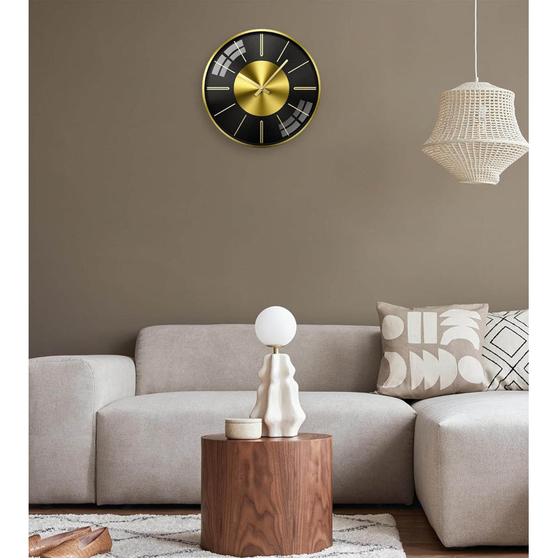 Aluminium Wall Clock, Black Gold Scale