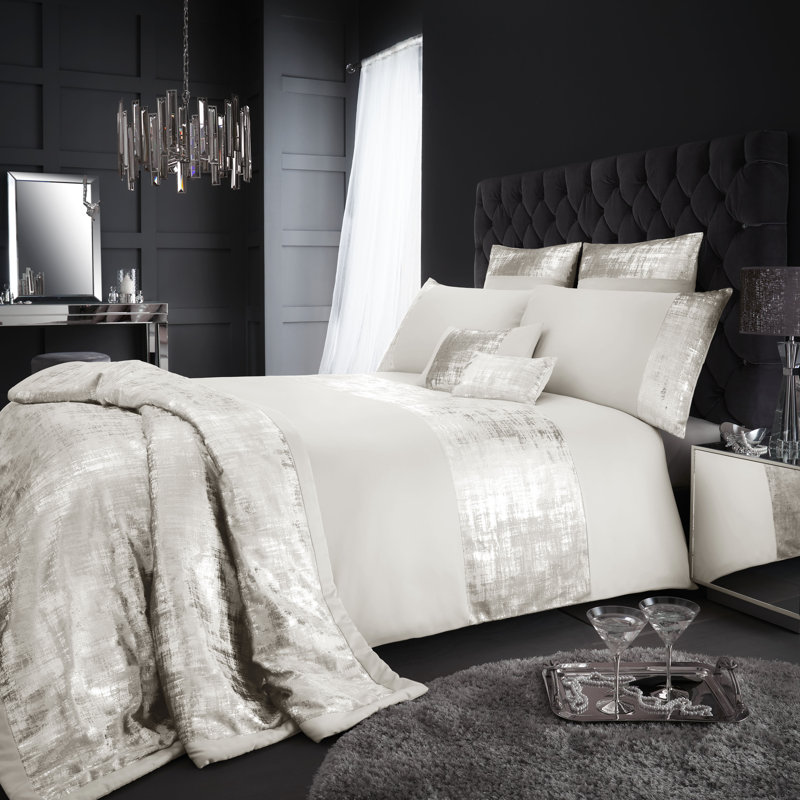 Polyester Solid Colour Duvet Cover with Pillowcases, Kingsize Duvet Cover + 2 Standard Pillowcase, Cream