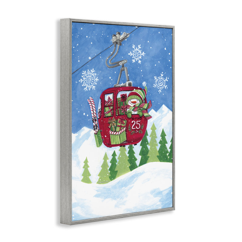 «Snowman on Ski Lift», estampe numérique, design par Diane Kater, H 18 po x l 12 po, Estampe numérique Farmhouse