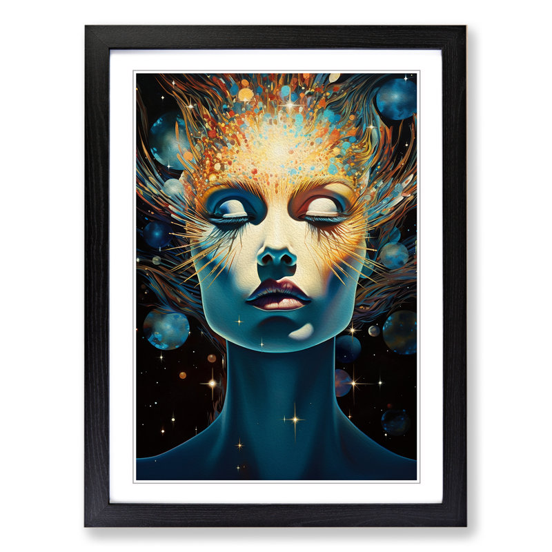 Galaxy Art Deco - Framed Print, 34cm H x 25cm W, Black Framed