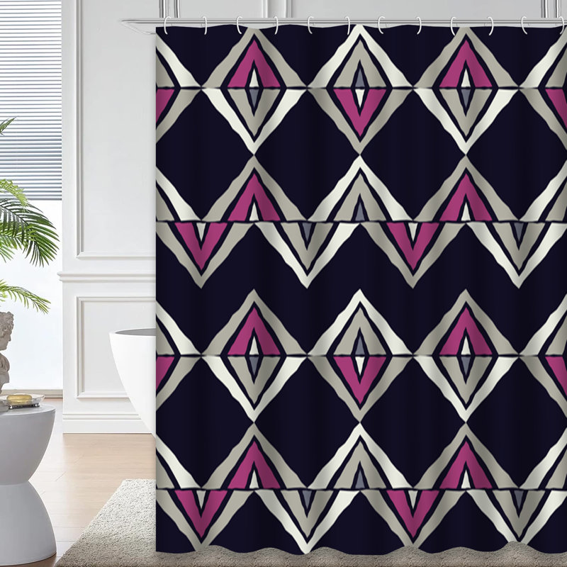 Block Print Shower Curtain, 72" L x 84" W