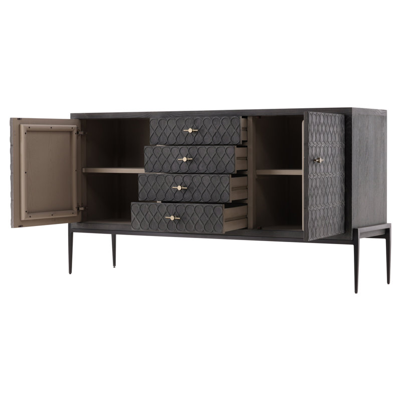 Furniture Classics Stevens Charcoal Oak Marble Top Sideboard