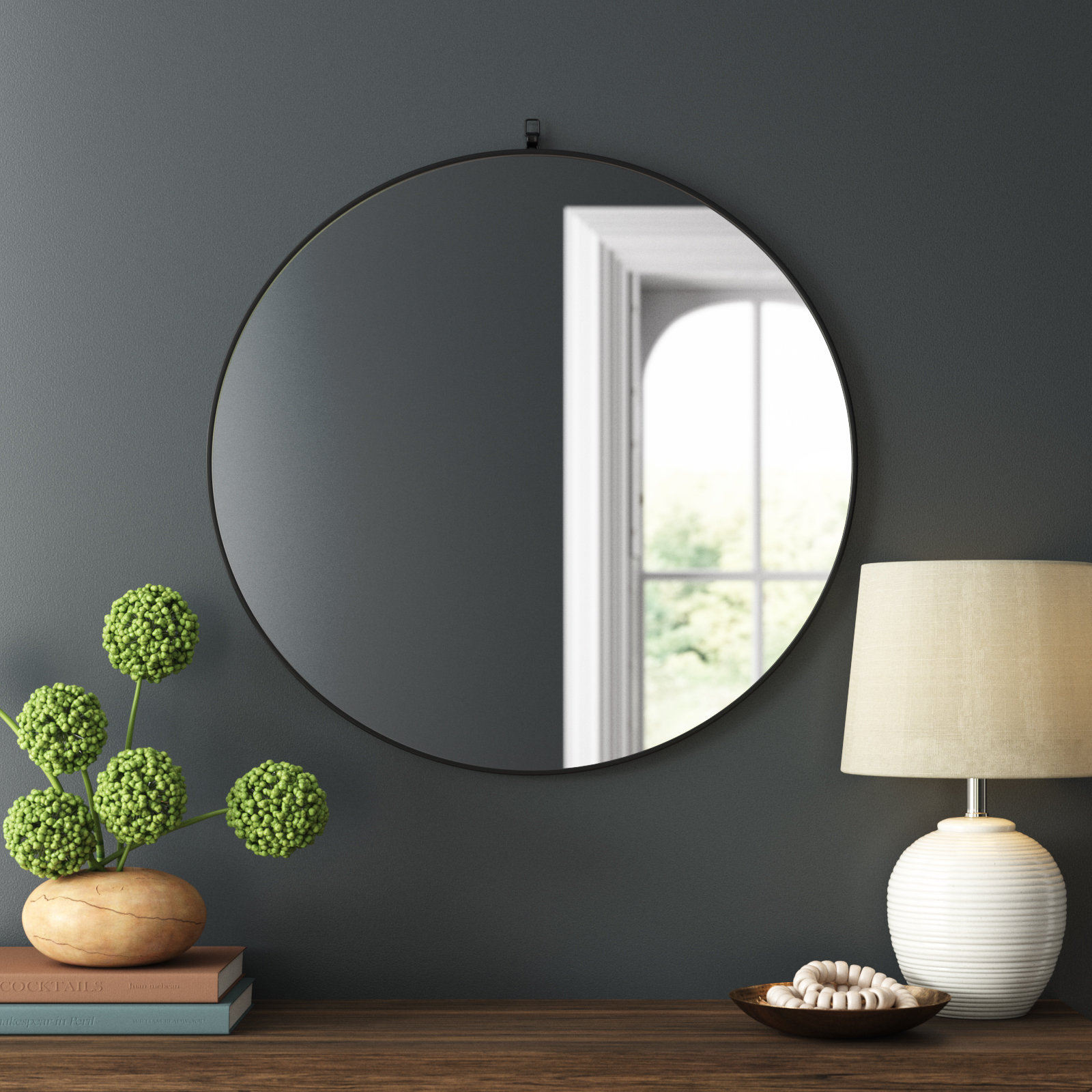 Cassie Accent Mirror, Black, 32" x 32" 