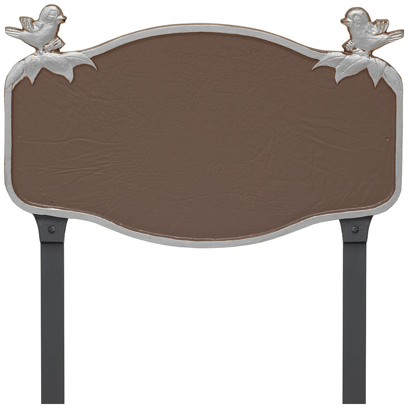 Plaque d'adresse mésange avec piquets de pelouse, Sable / argent, Oui