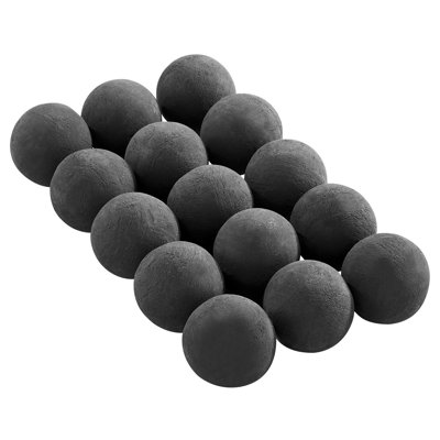 Boules de feu en céramique, pierres de feu rondes de 3 pouces de 15 pièces, pierres de lave réutilisables à l'intérieur et à l'extérieur, pierres de foyer décoratives pour foyer au propane / gaz, poêle, cour, camping, noir