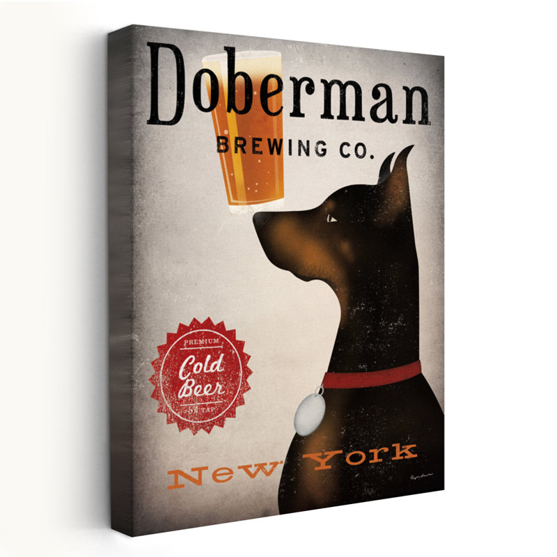 Doberman Brewing Company, NY - Publicité, alcool, bière, art, H 24 po x l 16 po