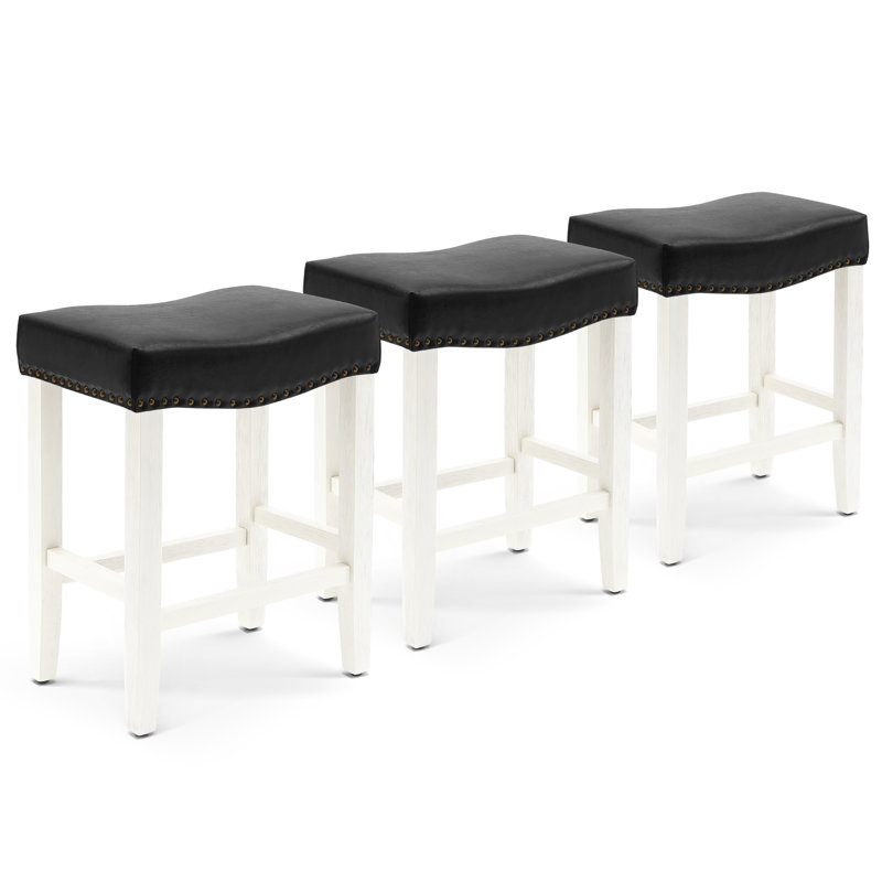 Tabouret Jameson, Noir / blanc, Tabouret de comptoir (siège d’une hauteur de 24