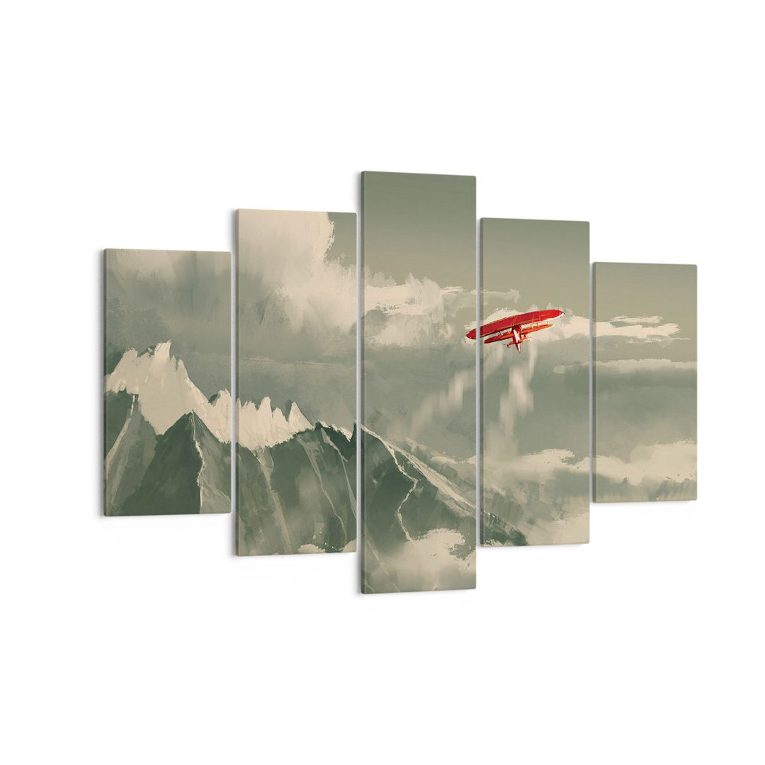 5-tlg. Leinwandbilder-Set Red Plane Mountains