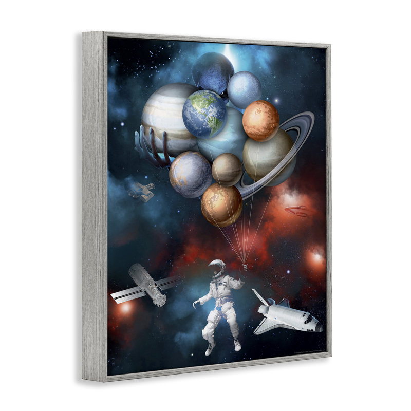 Planète ballons dans l'espace, estampe numérique par Reinders, H 30 po x l 24 po, Estampe numérique Farmhouse