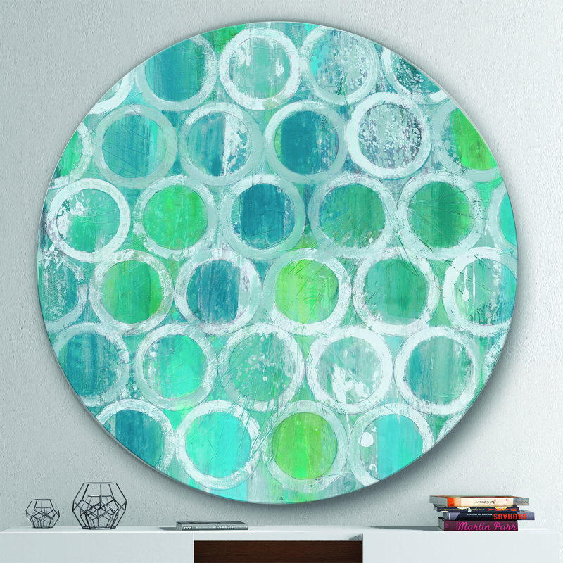 « natural blue circle »-impression sur cercle métallique, H 36 po x l 36 po