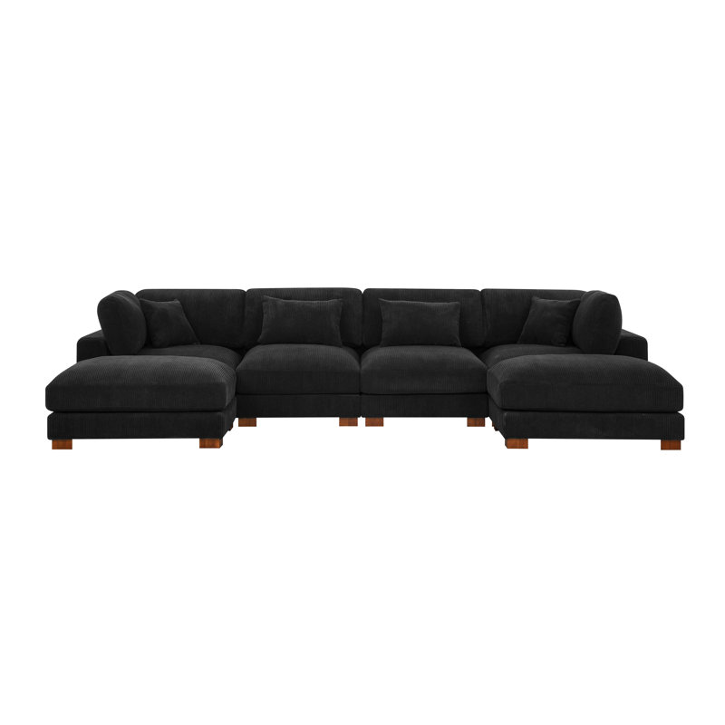 Canapé modulaire réversible de 144 po avec repose-pieds Andreco, Noir
