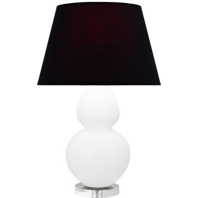 Matte Small Double Gourd Accent Lamp - Matte Ash, Lucite - Ink Black with Rose Red Lining Shade