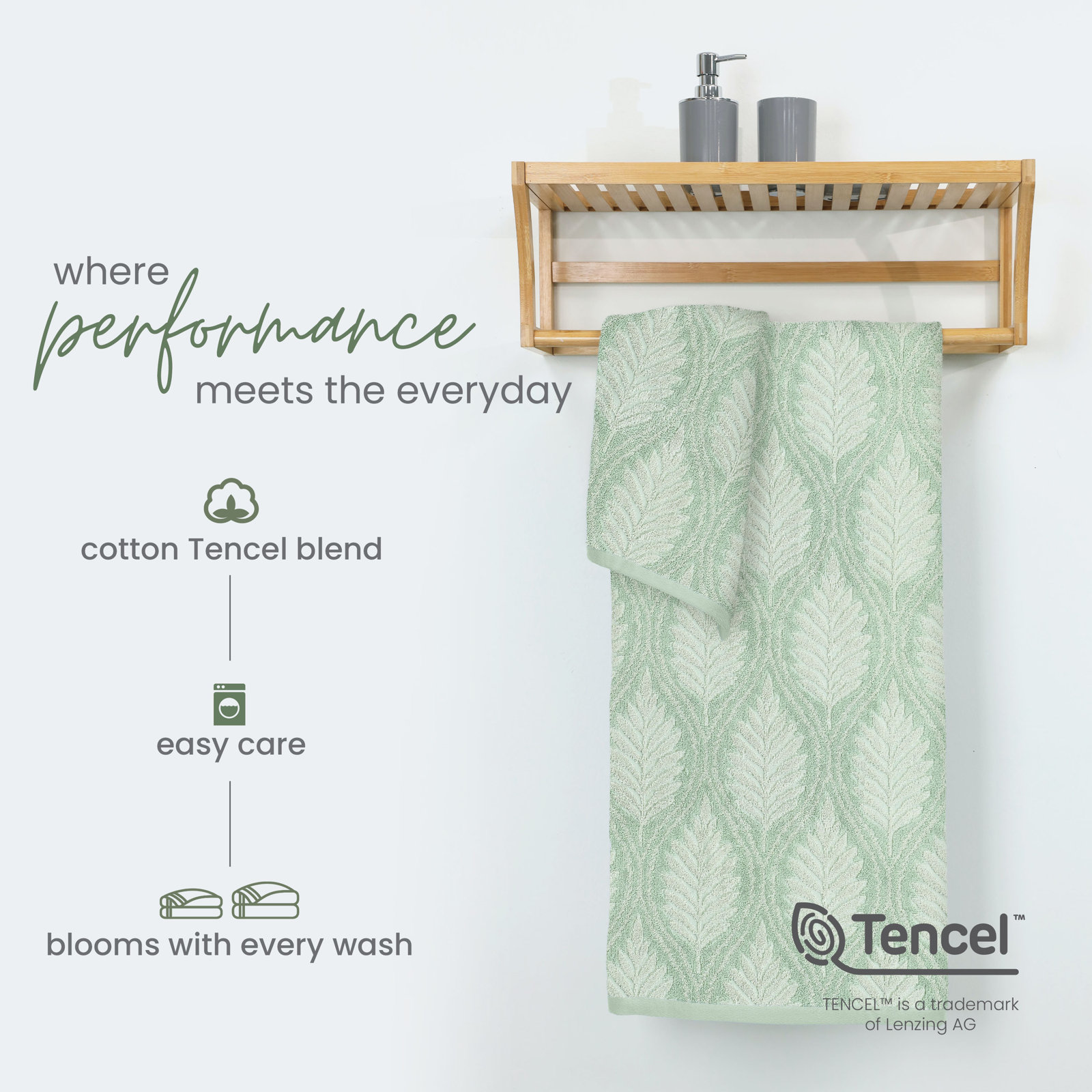 Branden Bath Towel, Fern Ogee Sage