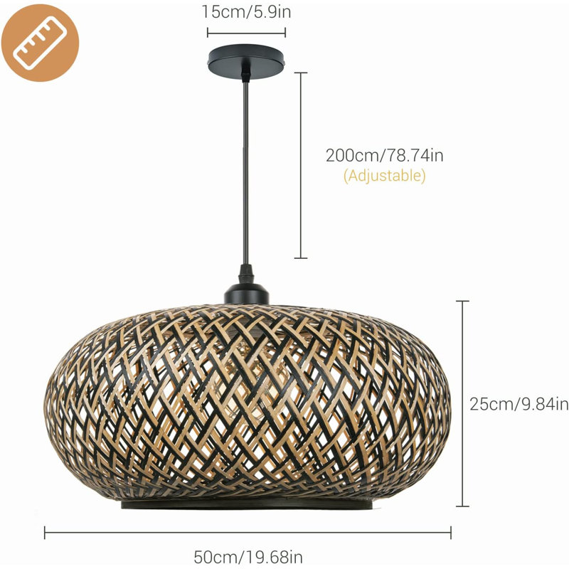 Lustre suspendu en bambou tissé à la main pour îlot de cuisine Arturesthome Boho