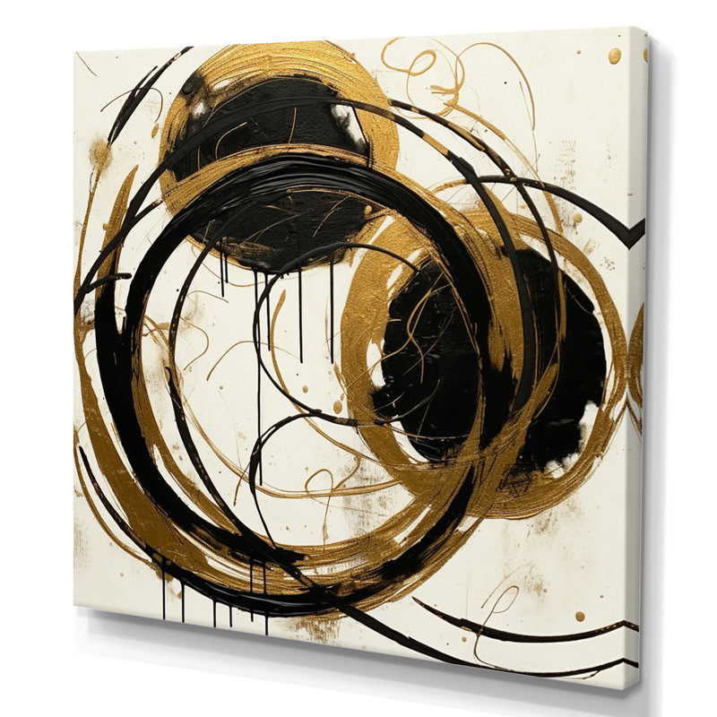 Art noir et or noir du Chaos II - Peinture abstraite, art mural, H 24 po x l 24 po x P 1 po, Toile tendue