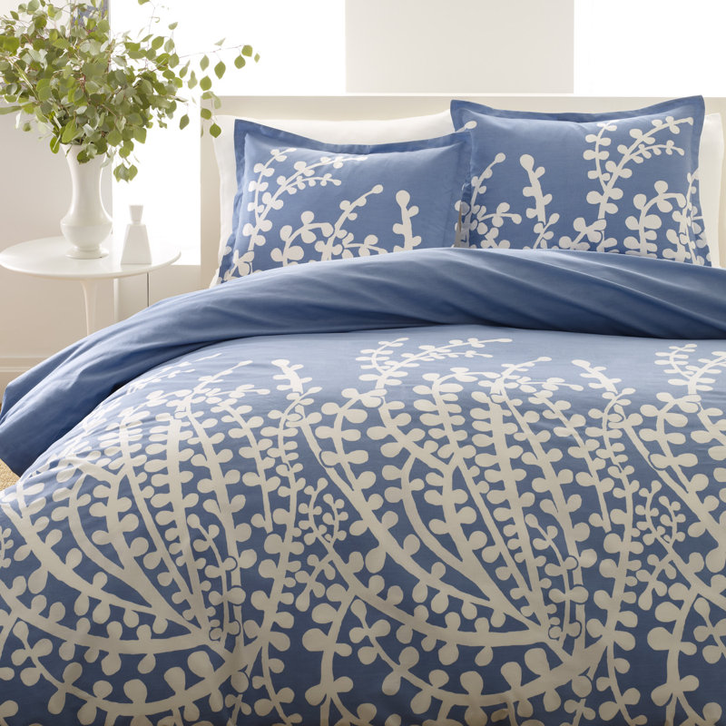 Ensemble de housse de couette réversible Branches, Housse de couette très grand et 2 taies, Bleu