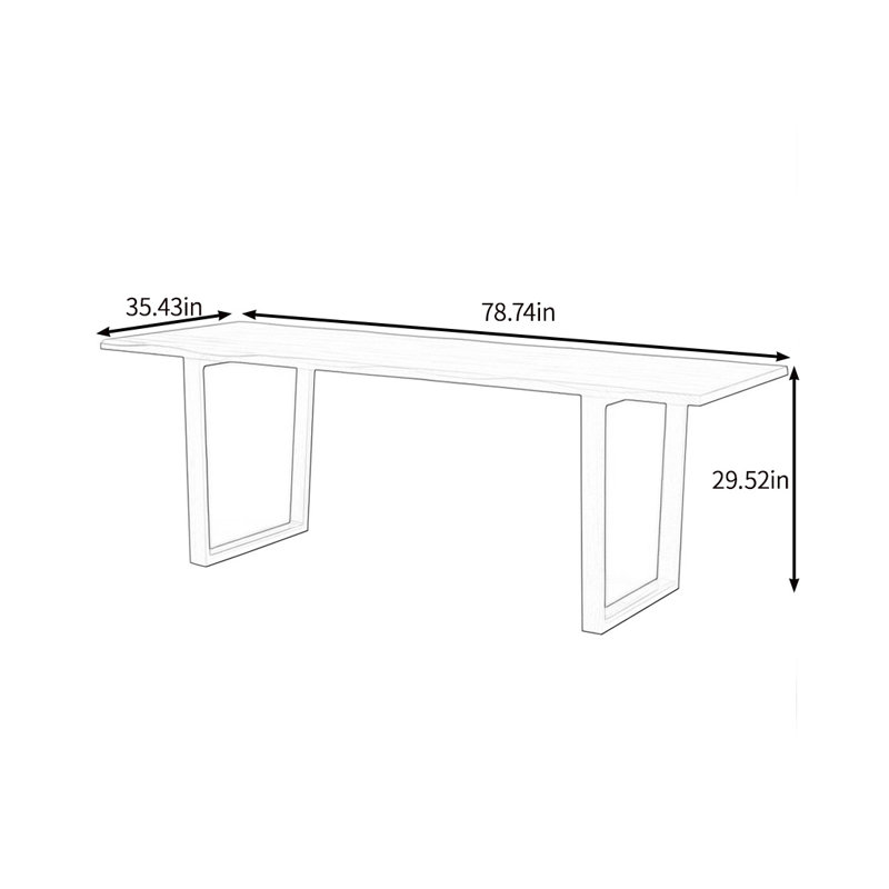All solid wood practical dining table, 29.52"H x 78.74"L x 35.43"W