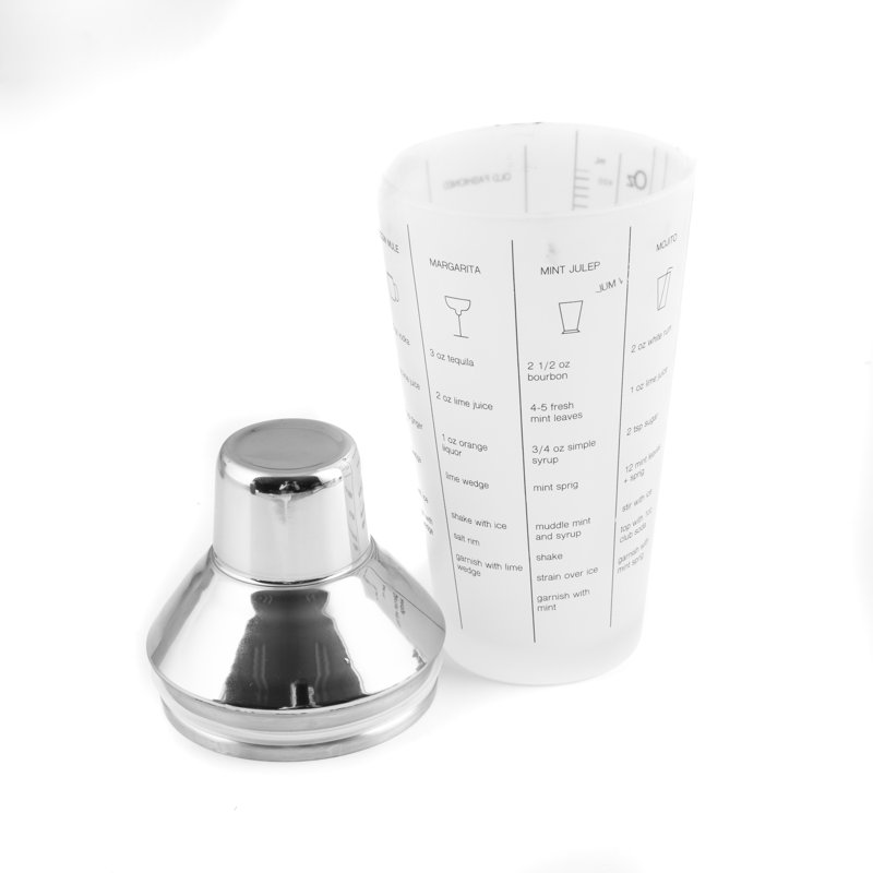 Cambridge Silversmiths Stainless and Glass Cocktail Shaker with Recipes