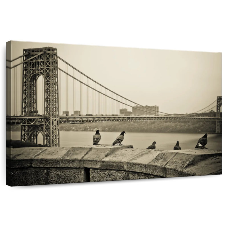 Lilie Pigeon Near Bridge, 26" H x 39" W