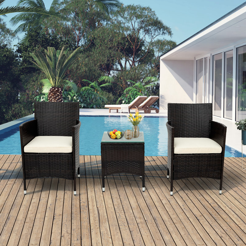 Falsterbo 2 Seater Rattan Conversation Set, Brown