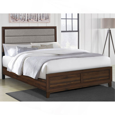 Anza Walnut Upholstered Queen Bed