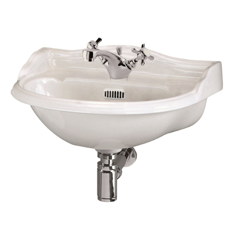 Nuie Chancery 500mm L White Vitreous China U-Shaped Sink with Overflow, 1
