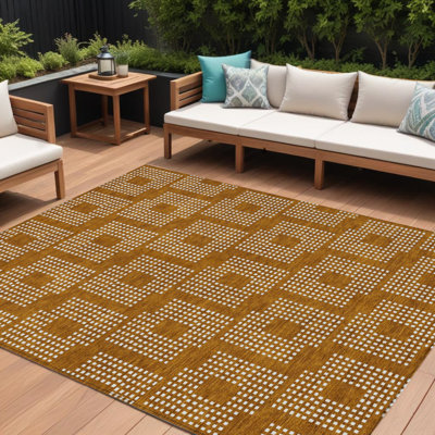 Tapis extérieur lavable en terre cuite et ivoire 9 pi x 12 pi